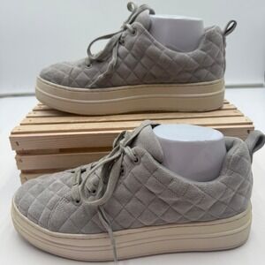 J/Slides Sneakers Nona Quilted Platform Suede Gray Womens 8.5 M